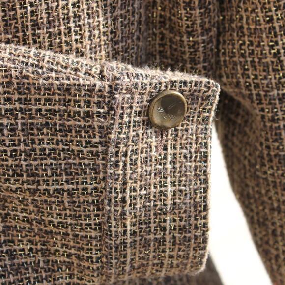 Oltre Women's Blazer Military Style Brown Gold Metallic Rhinestones Size 10 - Picture 9 of 12